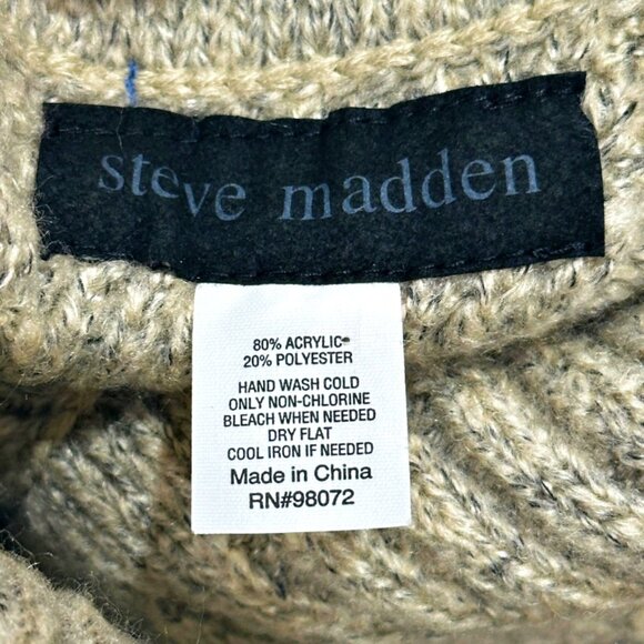 Steve Madden Turtleneck Poncho Sweater Marled Oatmeal OSFM One Size Open Sleeve - Picture 8 of 9